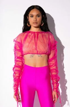 OLD ENGLISH ORGANZA MICRO BLOUSE 9 OLD ENGLISH ORGANZA MICRO BLOUSE -AKIRA store old english organza micro blouse pink 3 3