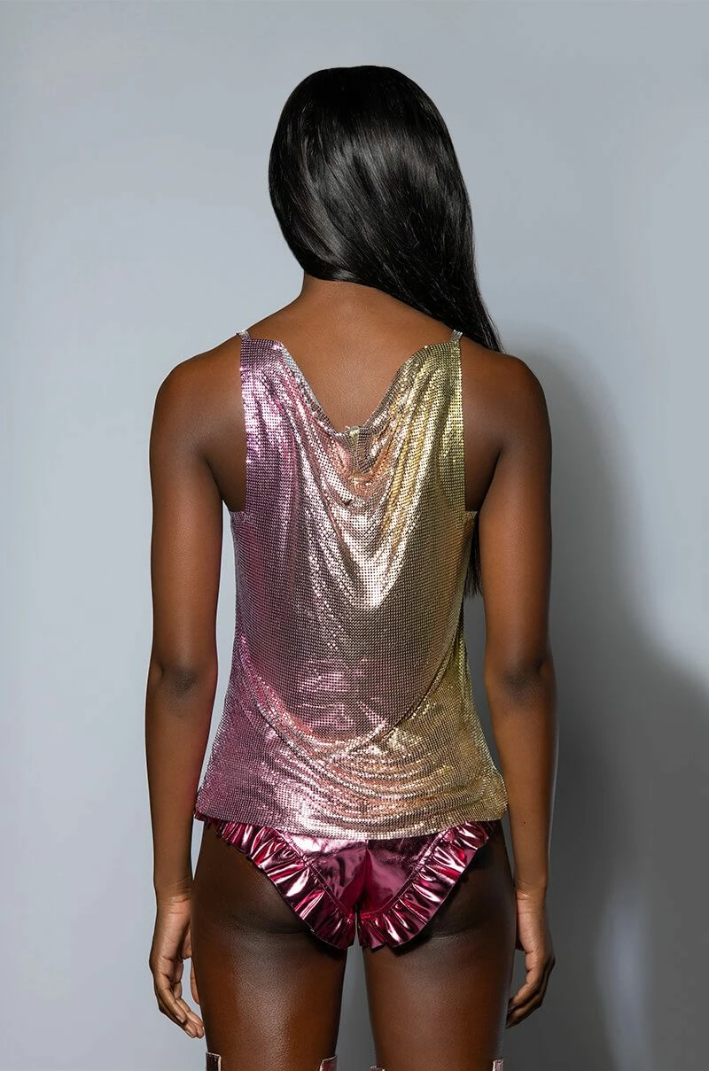 ONE MORE WEEKEND HIGH SHINE CHAINMAIL TANK TOP - Image 7