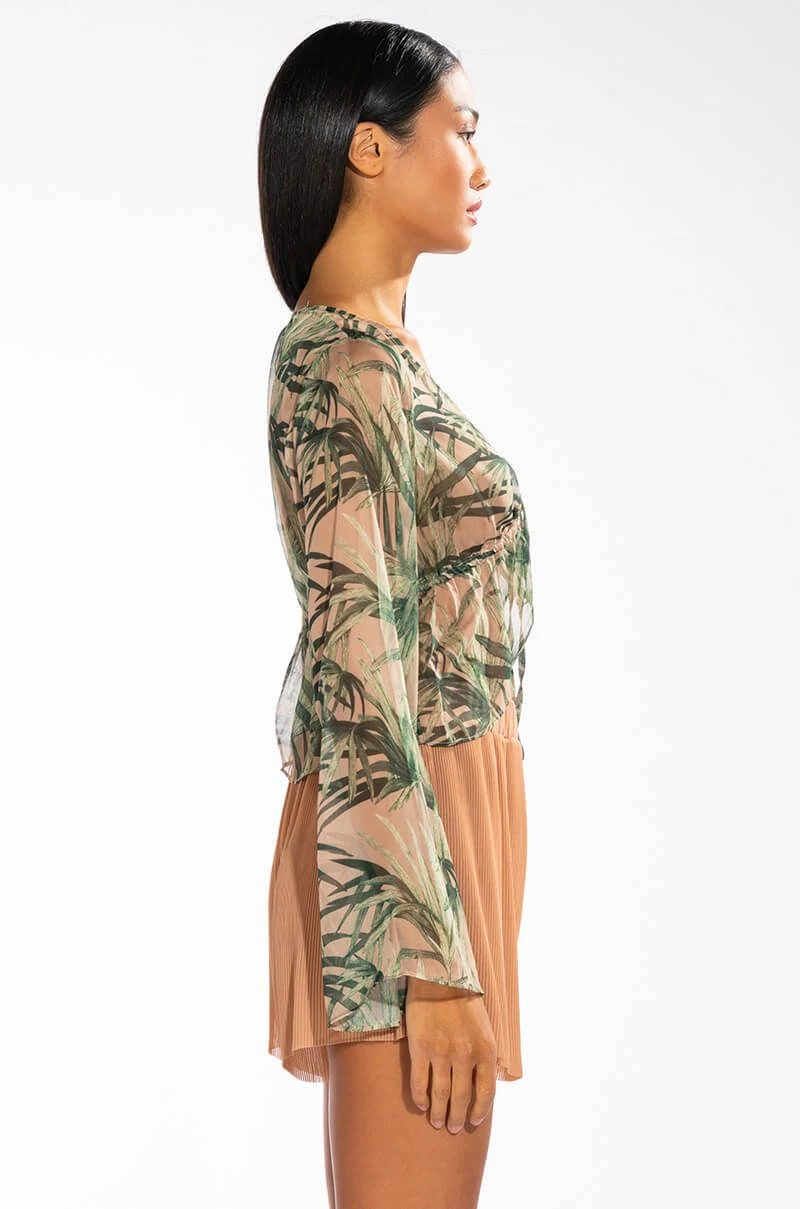 ONE WITH NATURE LONG SLEEVE TIE FRONT CHIFFON BLOUSE - Image 4