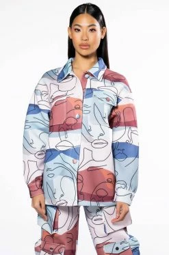 OVERSIZED PRINTED BUTTON DOWN -AKIRA store oversized printed button down multi 4 4