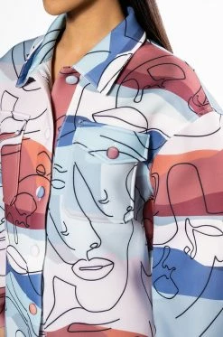 OVERSIZED PRINTED BUTTON DOWN -AKIRA store oversized printed button down multi 7 7