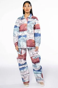 OVERSIZED PRINTED BUTTON DOWN -AKIRA store oversized printed button down multi 8 8