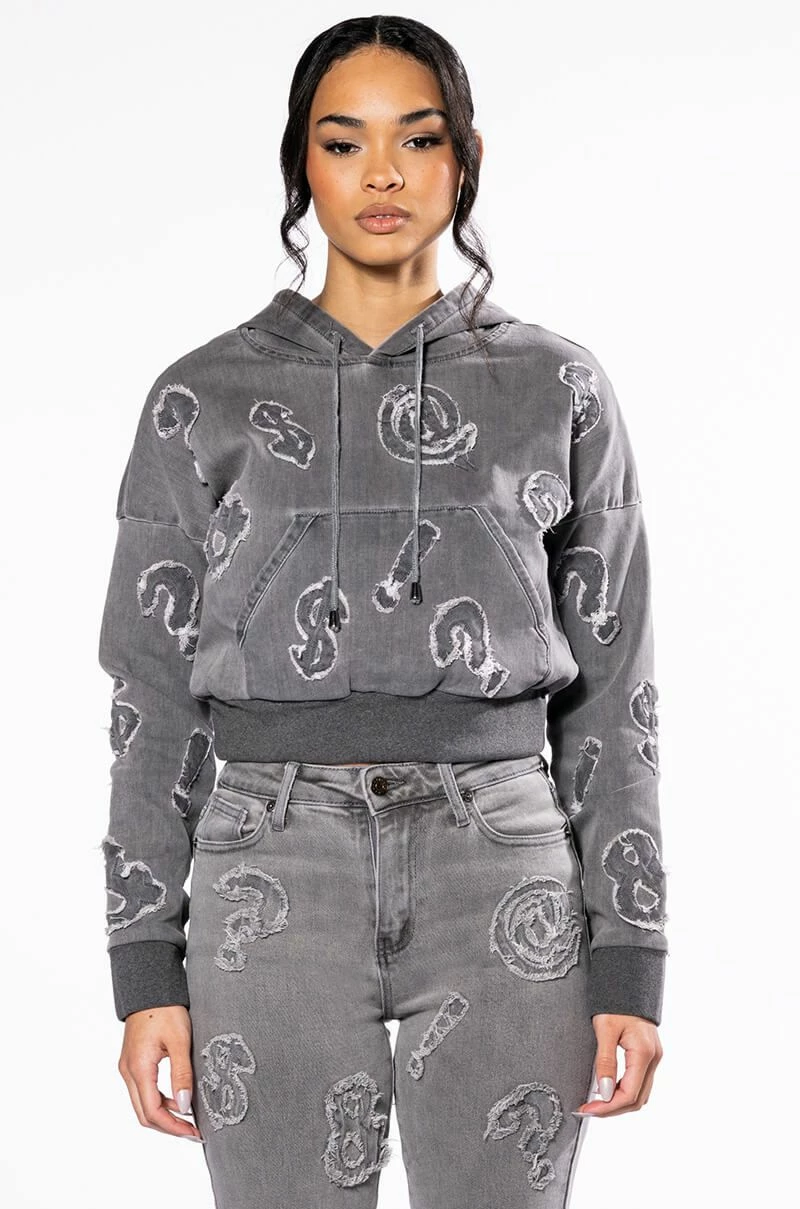 PATCH DETAIL SOFT DENIM HOODIE 4 PATCH DETAIL SOFT DENIM HOODIE - Image 4