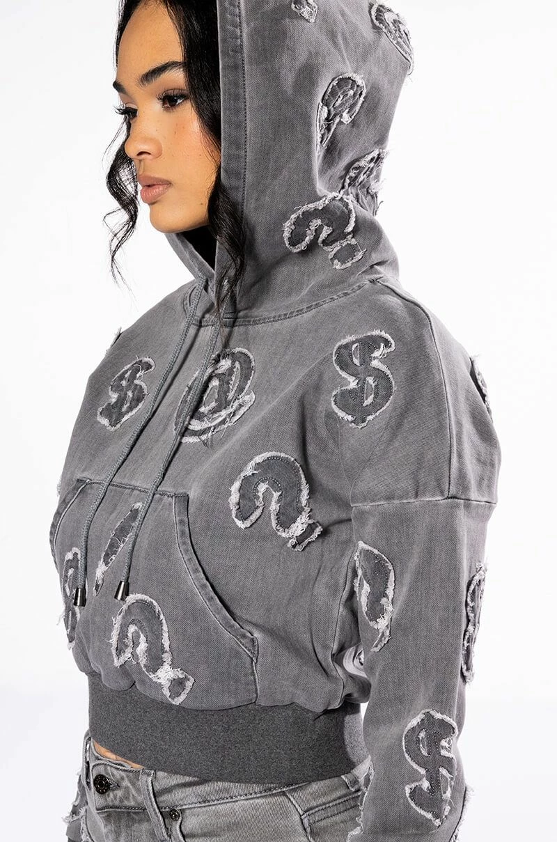 PATCH DETAIL SOFT DENIM HOODIE 7 PATCH DETAIL SOFT DENIM HOODIE - Image 7