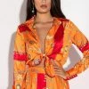PLACES TO BE TIE FRONT SATIN BODYSUIT