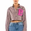 PLAID B LONG SLEEVE BLOUSE