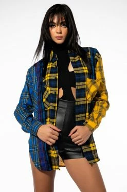 PLAID ROMANCE BUTTON DOWN BLOUSE