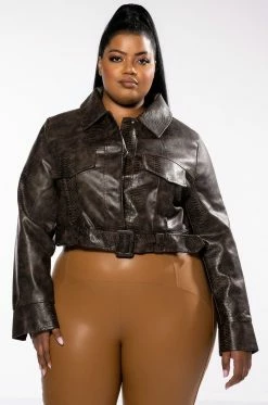 PLUS SELF CONTROL SOFT CROC MOTO JACKET -AKIRA store plus soft croc moto jacket brown 3 3