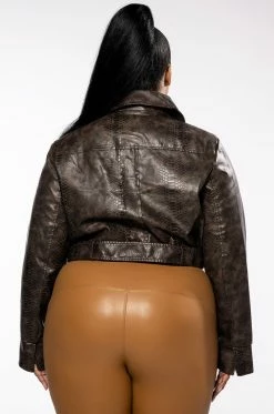 PLUS SELF CONTROL SOFT CROC MOTO JACKET -AKIRA store plus soft croc moto jacket brown 5 5