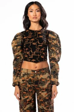 PRINTED CAMO SWEATSHIRT -AKIRA store printed camo sweatshirt green multi 3 3