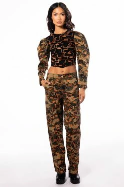PRINTED CAMO SWEATSHIRT -AKIRA store printed camo sweatshirt green multi 7 7