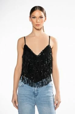 SHAKE IT SEQUIN FRINGE TANK TOP