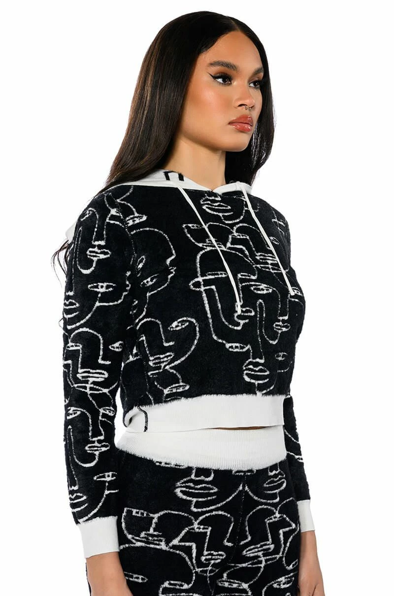 SHE'S GIVING ART REVERSIBLE LONG SLEEVE HOODED SWEATER - Image 4