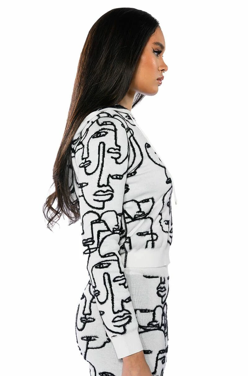 SHE'S GIVING ART REVERSIBLE LONG SLEEVE HOODED SWEATER - Image 7