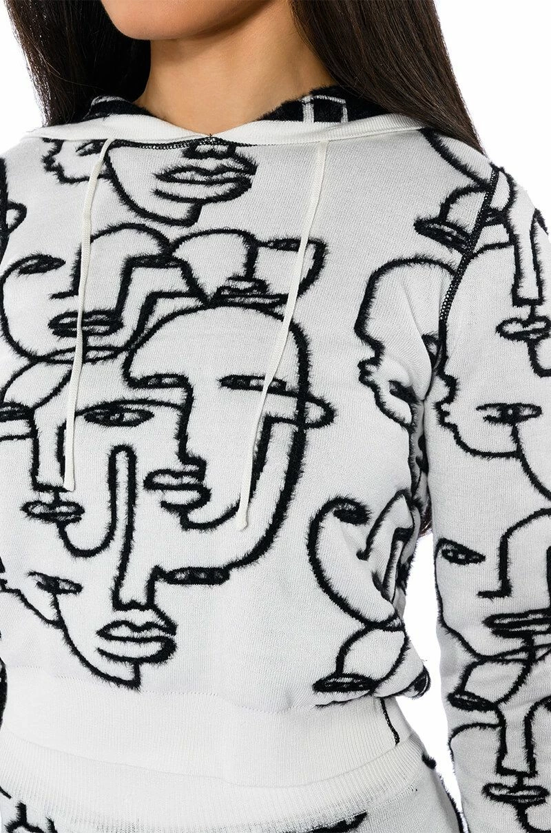 SHE'S GIVING ART REVERSIBLE LONG SLEEVE HOODED SWEATER - Image 9