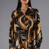 SOLARIS PRINTED BUTTON DOWN BLOUSE
