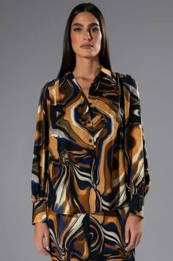 SOLARIS PRINTED BUTTON DOWN BLOUSE