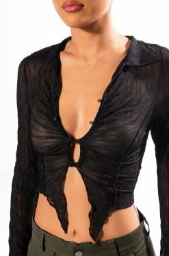 SPOIL YOU LONG SLEEVE COLLARED TOP 14 SPOIL YOU LONG SLEEVE COLLARED TOP -AKIRA store spoil you long sleeve collared top black 7 7