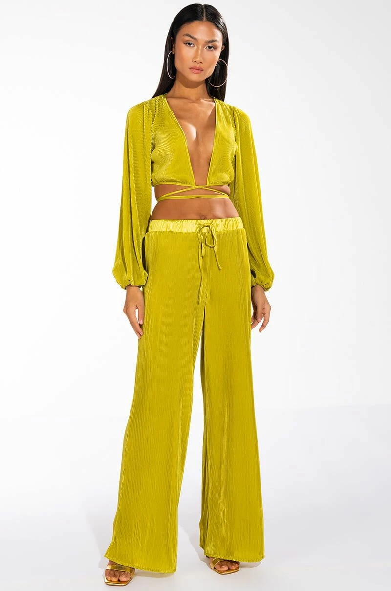 SWEET APPLE PLISSE PALAZZO PANT 2 SWEET APPLE PLISSE PALAZZO PANT - Image 2