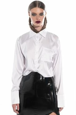 THE NEW CLASSIC CROPPED SATIN BLOUSE