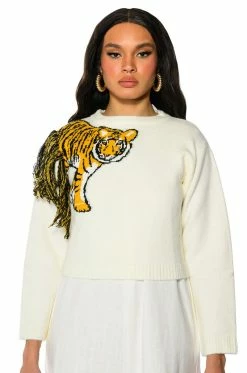 TIGER BABY CREW NECK LONG SLEEVE SWEATER
