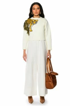 TIGER BABY CREW NECK LONG SLEEVE SWEATER -AKIRA store tiger baby crew neck long sleeve sweater ivory multi 3 3