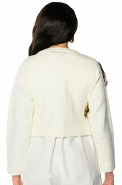 TIGER BABY CREW NECK LONG SLEEVE SWEATER -AKIRA store tiger baby crew neck long sleeve sweater ivory multi 6 6