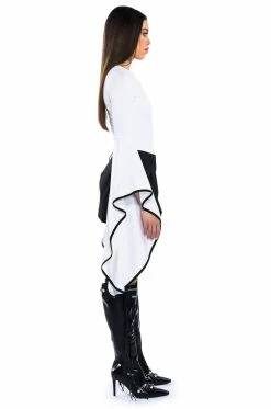 TRACY DRAMATIC SLEEVE BODYSUIT -AKIRA store tracy dramatic sleeve bodysuit white 4 4
