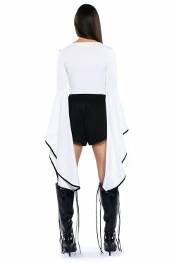 TRACY DRAMATIC SLEEVE BODYSUIT -AKIRA store tracy dramatic sleeve bodysuit white 5 5